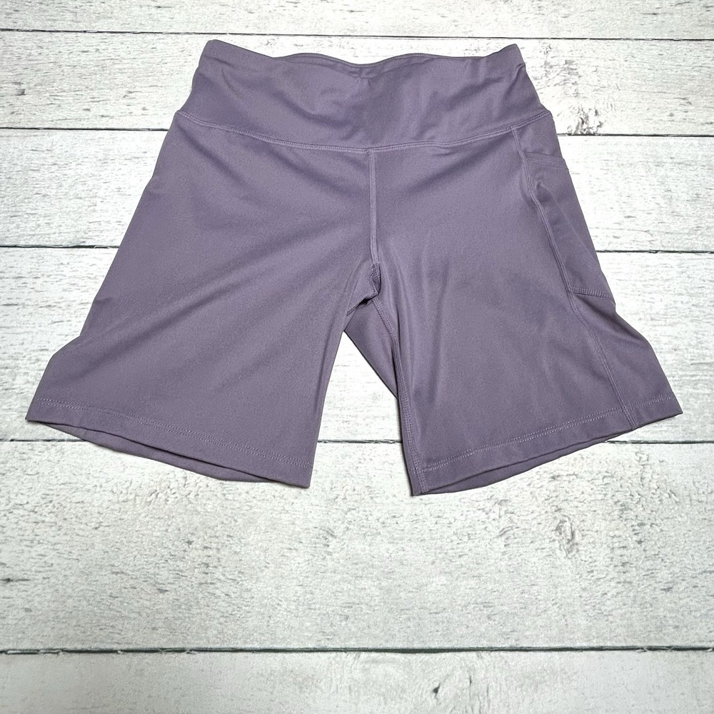 DKNY Womens Lavender Buttery Soft Activewear Biker Shorts Side Pocket Purple L